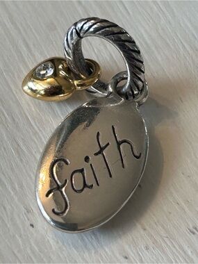 Brighton Faith reversible charm or pendant silver-plated oval shaped